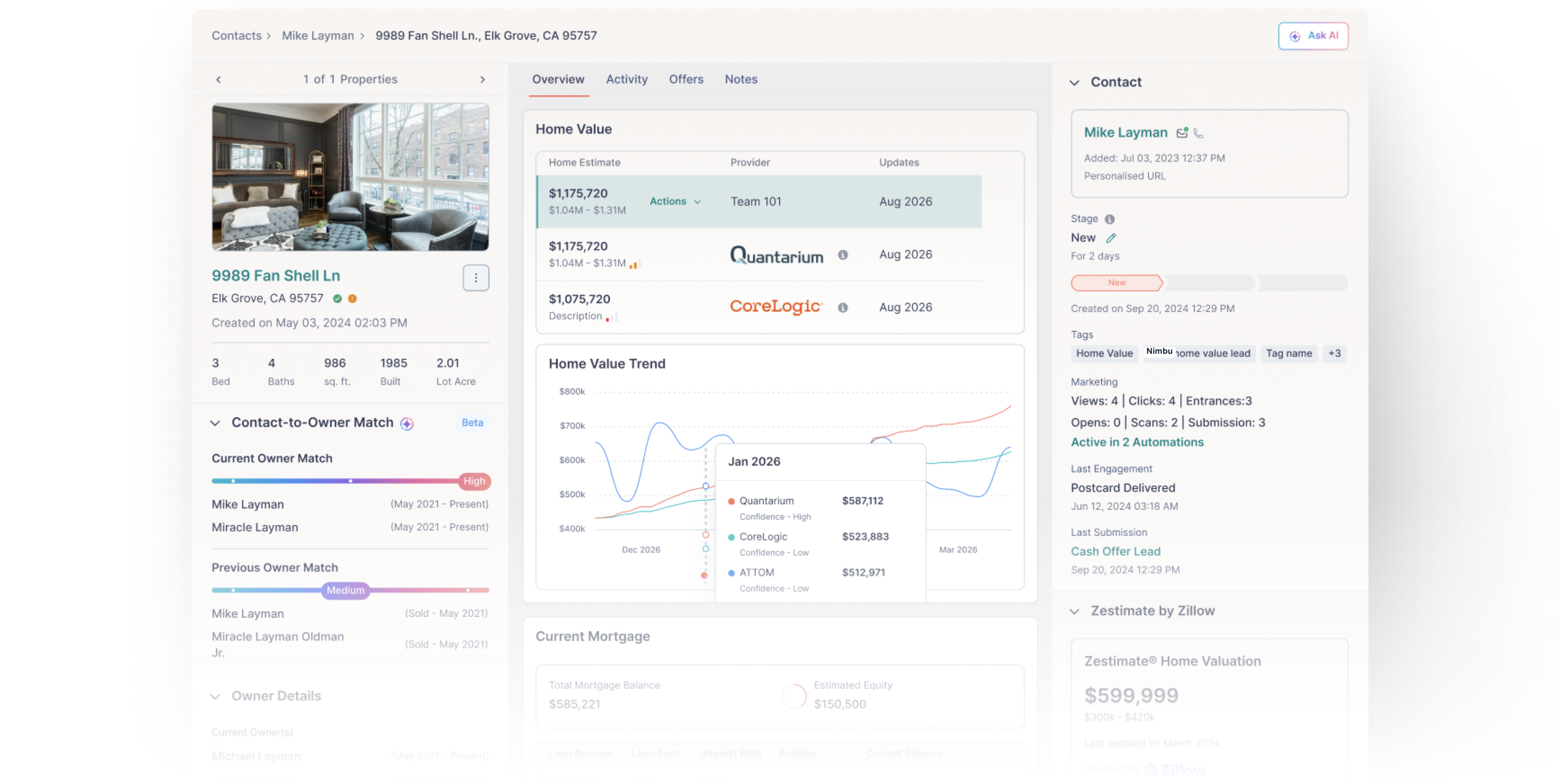 Nimbus contact intelligence view