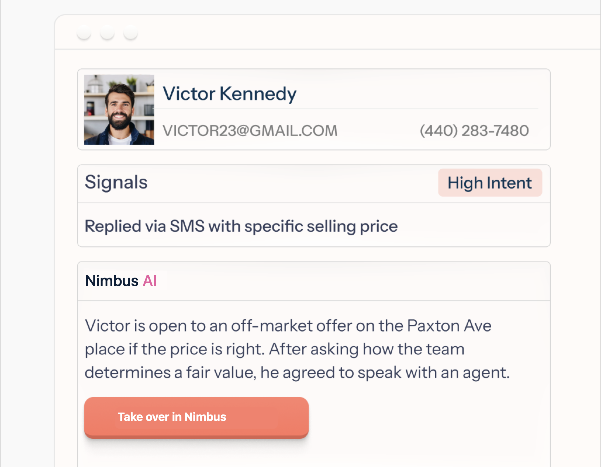 An agent picking up a qualified conversation with full context