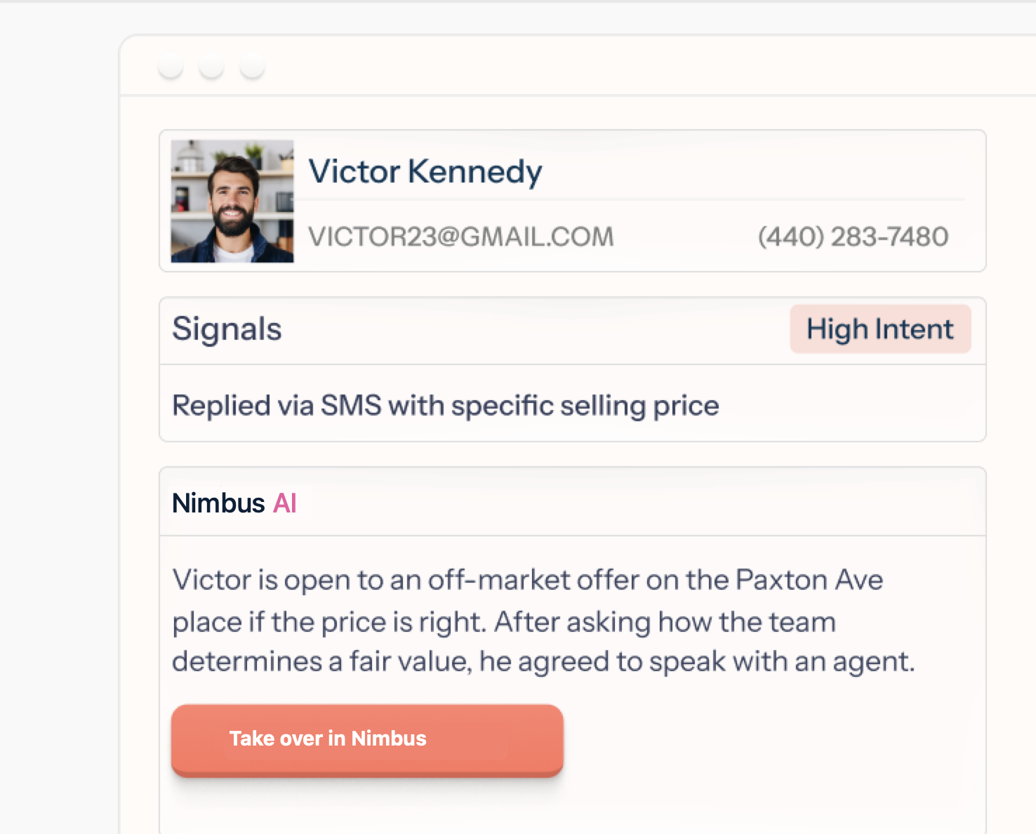An agent picking up a qualified conversation with full context
